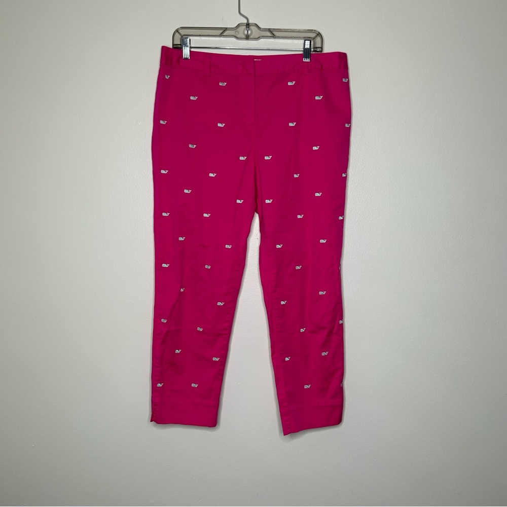 Vineyard Vines Pink Embroidered Whale Ankle Pants